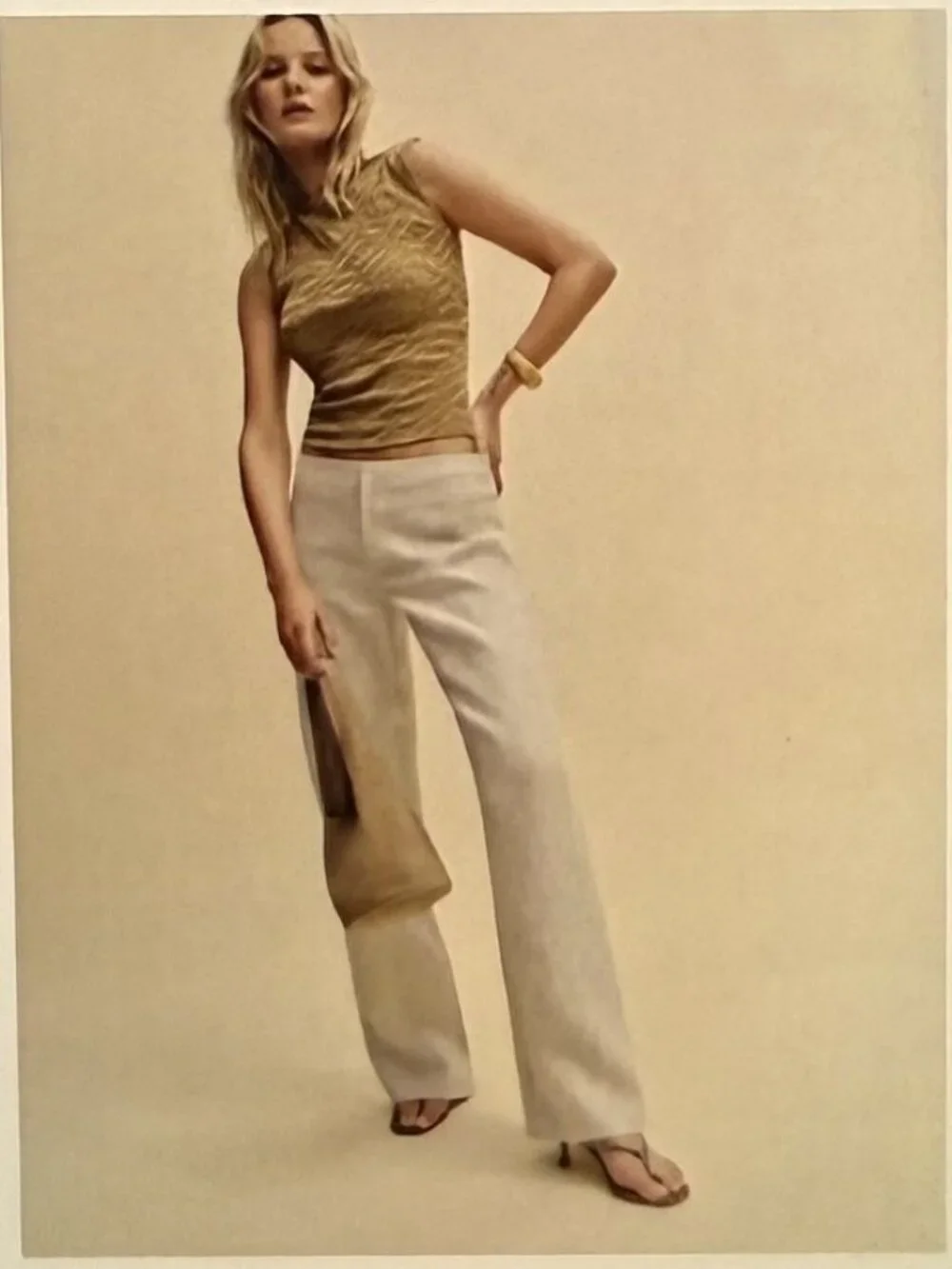 Reformation Vida Linen Low Rise Pant Natural - Size 6
